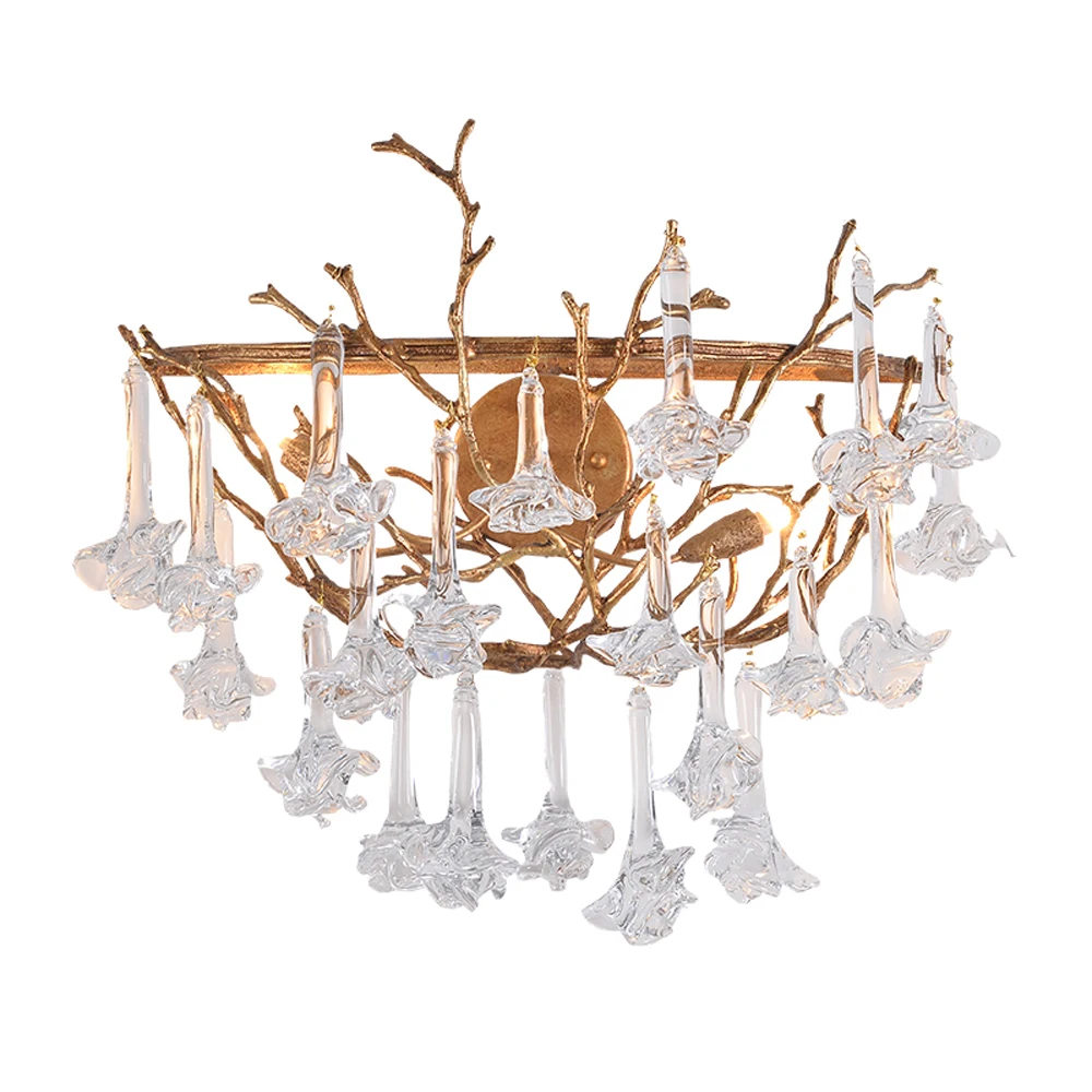 Медные Настенные светильники с художественным дизайном цветочное бра домашнее