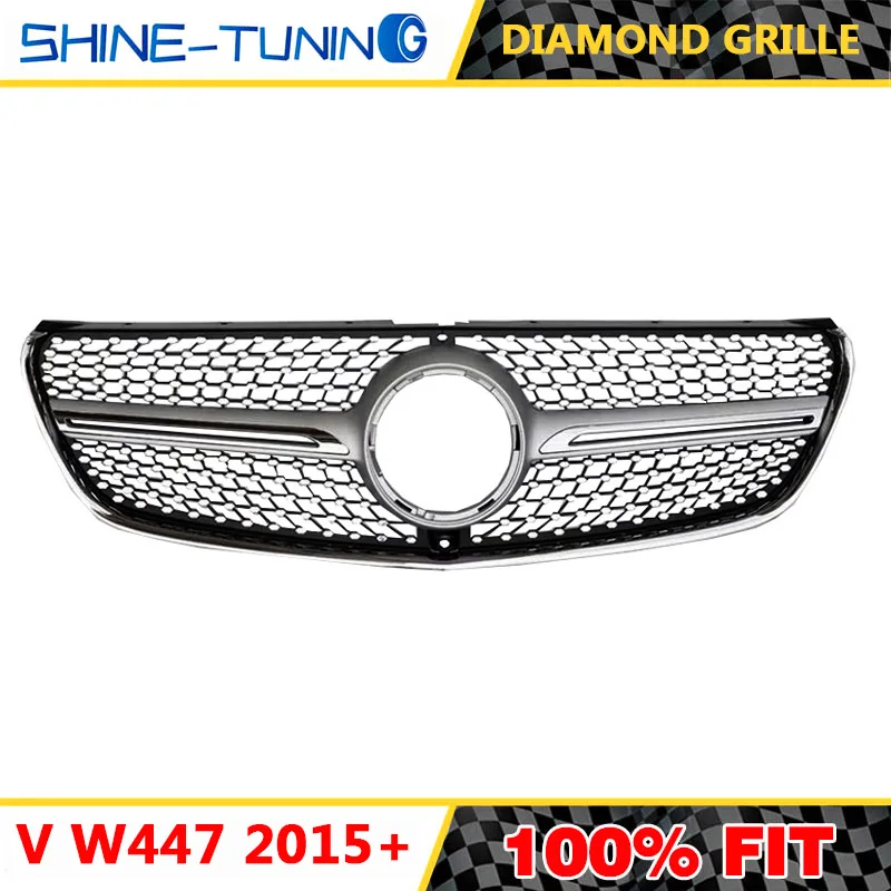 Алмазная решетка для V Class W447 GT черная хромированная V260 V250 AMG Line передний бампер