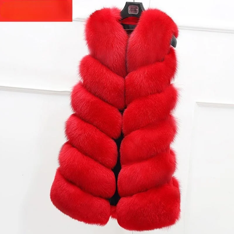 

Fashion Faux Fur Coat Vest Women Casual Wear Artificial Fox Fur Jacket Waistcoat 2021 Plus Size Sleeveless Coat Female Y214