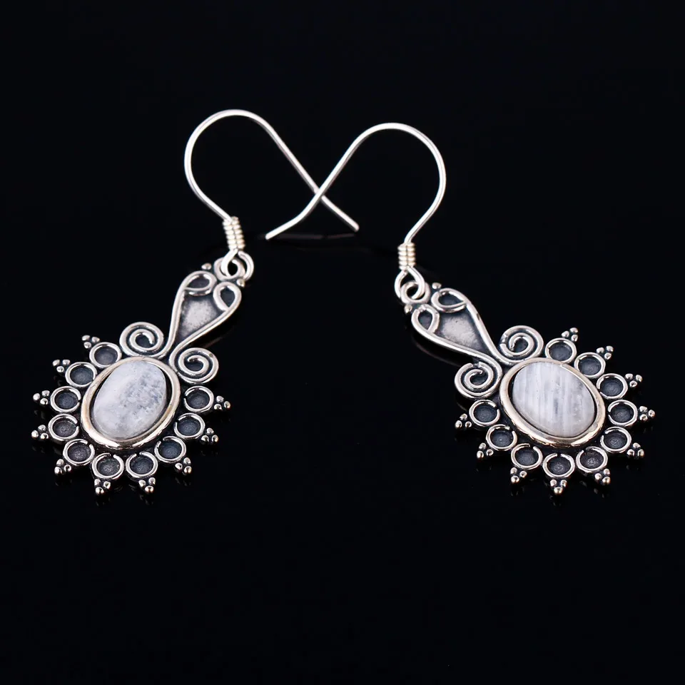 Женские серьги капли GUYINKU модные с натуральным лунным камнем 925 пробы подарок на