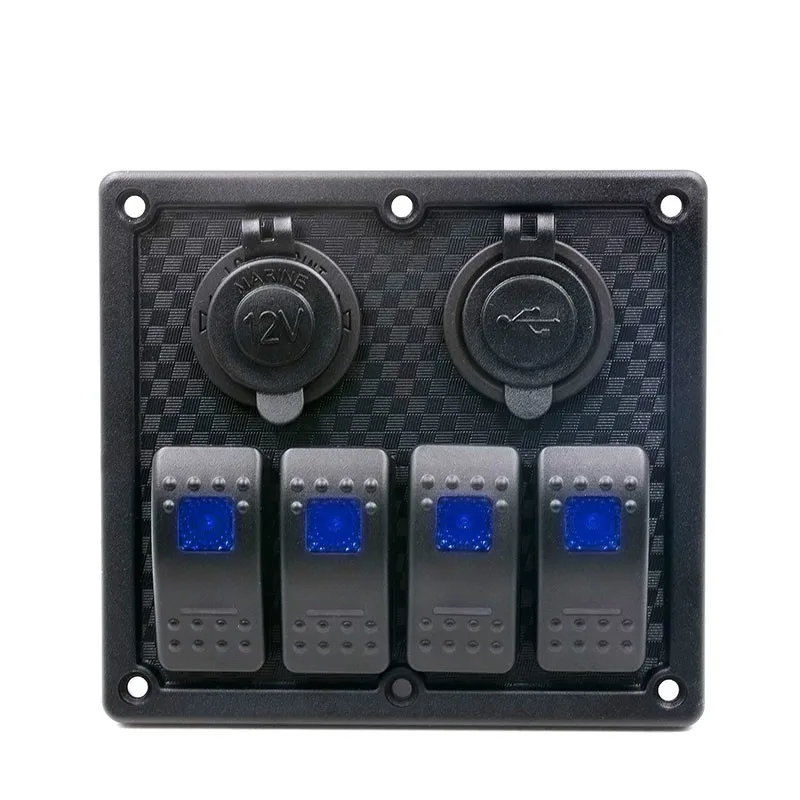 4 х клавишный кулисный выключатель для лодки двойной USB разъем прикуривателя