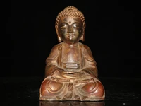 9chinese folk collection old bronze cinnabar lacquer baby buddha prince buddha amitabha sitting buddha ornaments town house