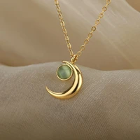 moon necklace zircon pendant for women stainless steel chain pendant charm necklace fashion jewelry collares collier femme