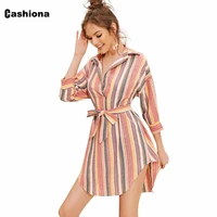 women patchwork stripes dress autumn long sleeve female casual loose shirt dress trend 2021 single breasted short dresses femme