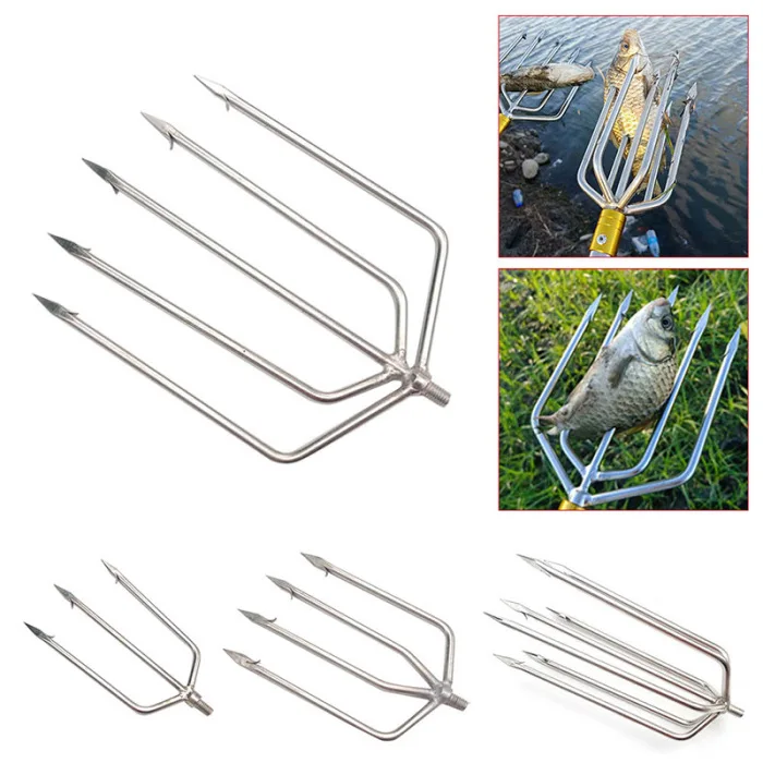 Stainless Steel Fishing Tools Prong Serrated Harpoon Fish Fork Fishing Ice Crusher Drill Fishing Tackle Fishing Tool Accessories