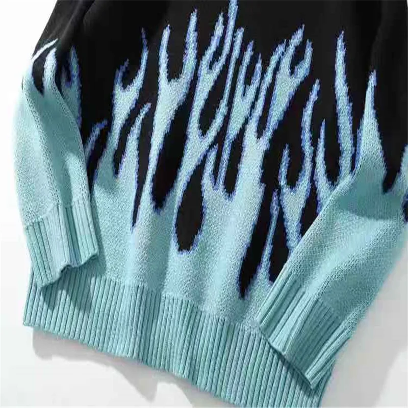 

2020 autumn and winter thickened jacquard hip-hop hip-hop loose couple sweater super ethnic ins sweater male 19SS