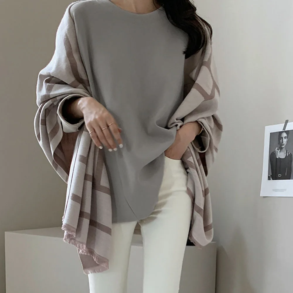 

Women T-Shirt Casual Plain Tops Spring Autumn Fall Korea Japan Long Sleeve Loose Tee Office Lady Work T-shirts New Fashion Tops