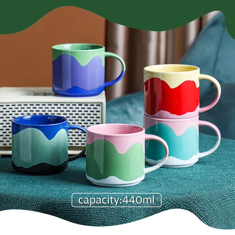 

Ins Nordic Style Cute Painted Ceramic Mug Tea Cup With Handle Milk Juice Coffee Mug Cafe Breakfast Cup Drinkware Novelty Gifts