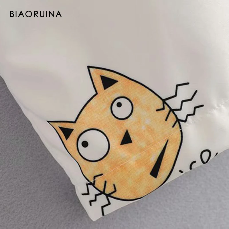 BIAORUINA, Женский Тренч с мультяшным принтом, Повседневный, длинный, с капюшоном, женский, солнцезащитный, свободный, верхняя одежда, корейский стиль, модные пальто