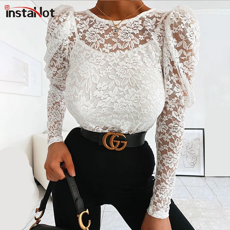 Новые пикантные белые кружевные Детские футболка с длинным рукавом пышными