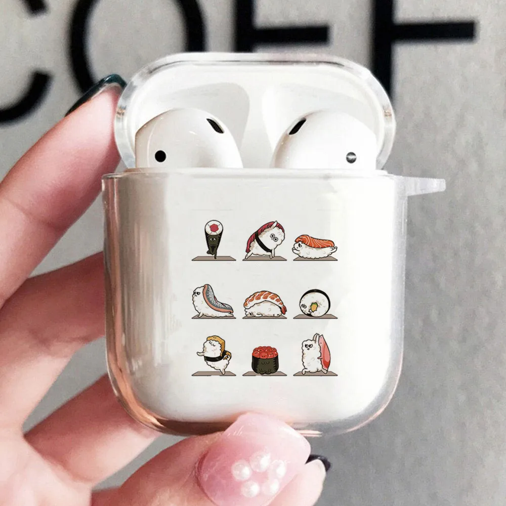 

Funny Sushi Yoga printed TPU Case For AirPods 1 2 Wireless Bluetooth Case For Air Pods Earphone Accessories Charging Box