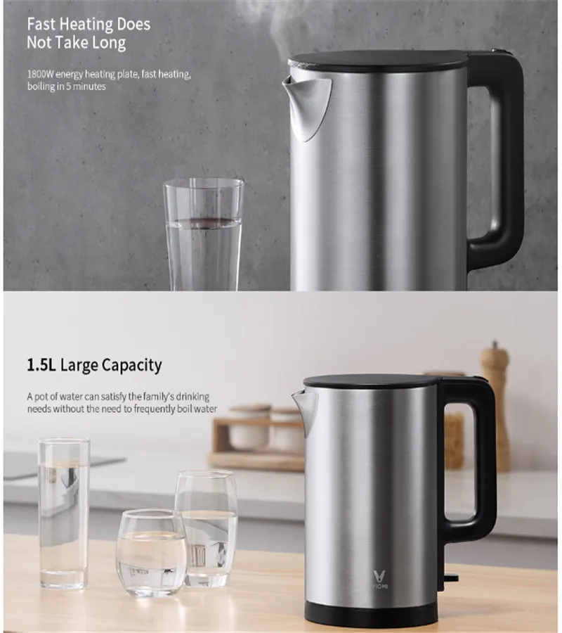 01 VIOMI Pro Home 1.5L большой емкости термостат быстрого нагрева индикатор подсказка Электрический чайник из нержавеющей стали 1800 Вт