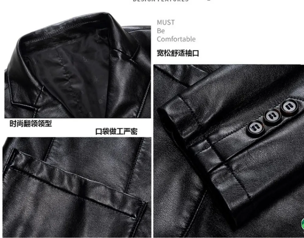 

Spring And M-7xl Autumn Clothing Men's Plus Fertilizer 6xl Pu Leather Blazers Middle-aged Father Suit Jacket Casual Coat