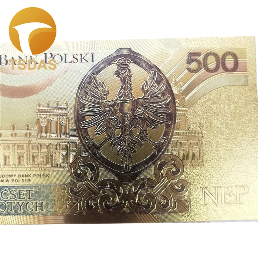 Цветные банкноты из золотой фольги 999 9 Польша 500 Золотая фольга для банкнот 100