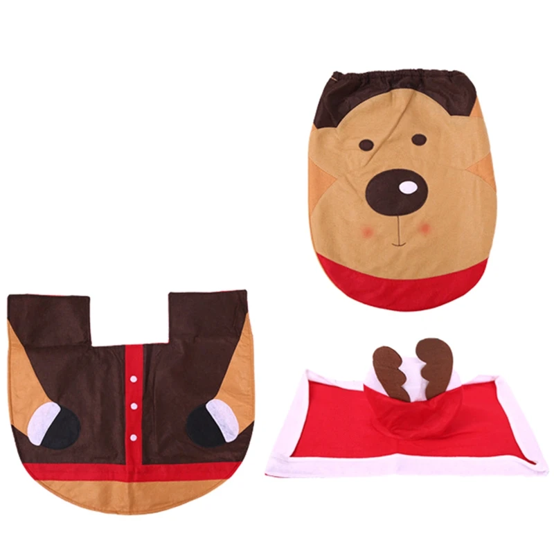 2 комплекта рождественские украшения ванная комната Санта Клаус туалет коврик