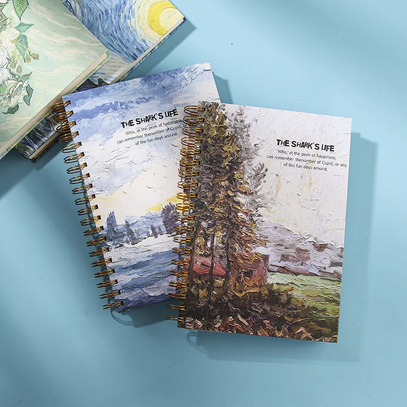 

Retro Oil Painting Style Notebook Sunflower Van Gogh Creative Notebook Notepad Diary Thickening School Office Stationery