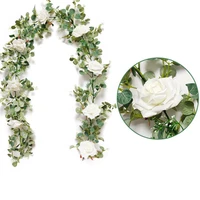 artificial eucalyptus garland with white rose peony vine eucalyptus strands for wedding birthday party home garden decoration
