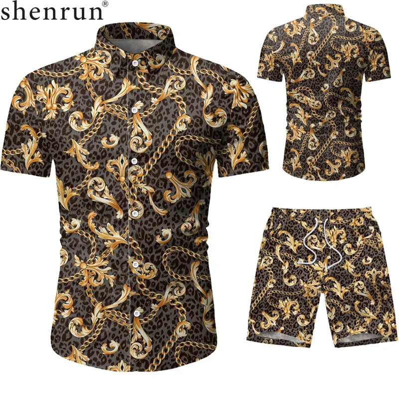 Shenrun Men Summer Short Sleeve Shirt and Pants Paisley Pattern Holiday Beach Daily Life Tourism Casual Shirts Trousers | Мужская одежда