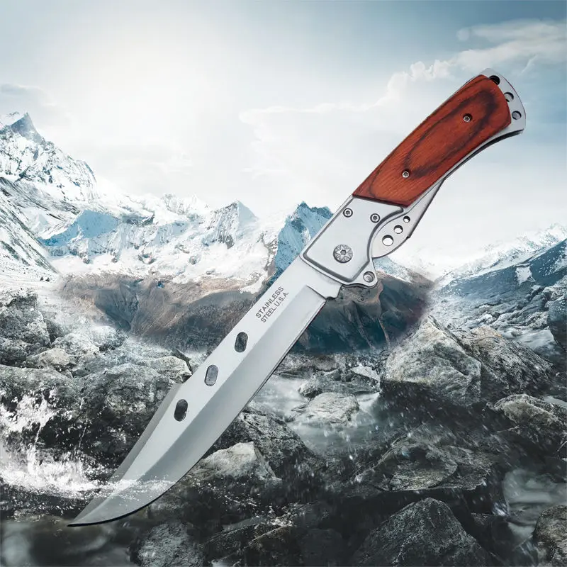 

Складной охотничий нож ручной работы с деревянной ручкой для выживания на природе охоты кемпинга карманный нож подарок нож сумка