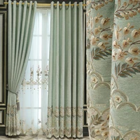 european style chenille embossed embroidered curtain luxury shading luxury custom curtains for living dining room bedroom