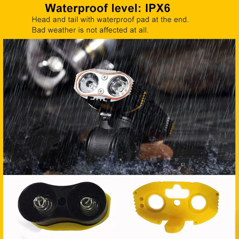 

6000LM Bicycle Light 2x XML-L2 LED Bike Light With USB Rechargeable Battery Cycling Front Light +Handlebar Mount