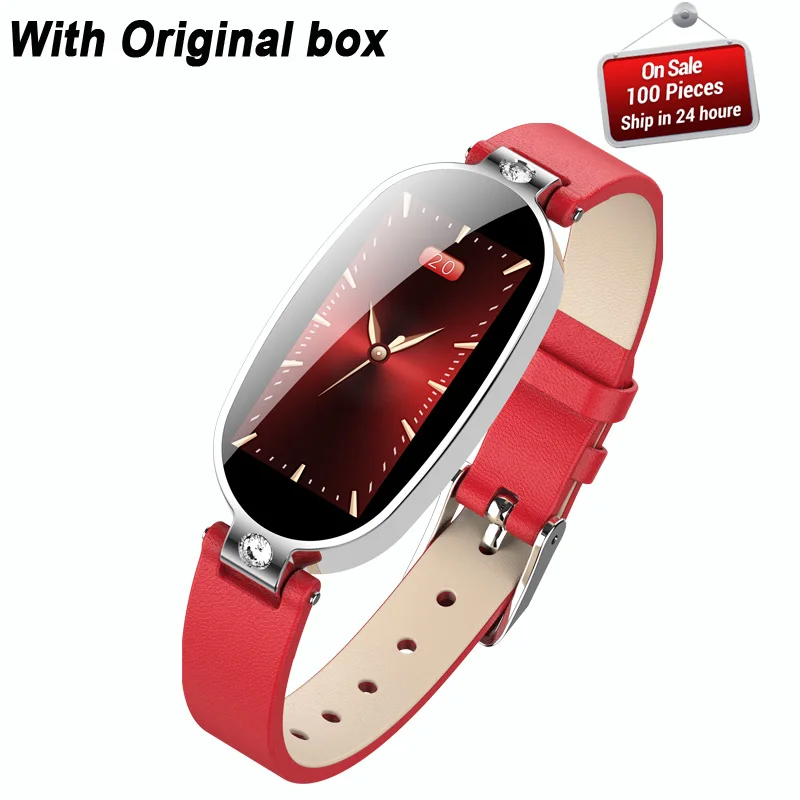 red silver Female Smart Bracelet Fitness Tracker PPG ECG Blood Pressure Call Reminder B79 Color Screen Health Waterproof Bluetooth Watch - Цвет: red silver