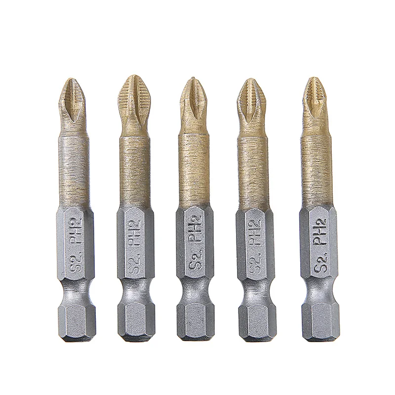 Биты для электрической отвертки PH2 с титановым покрытием 1/4 дюйма шестигранным