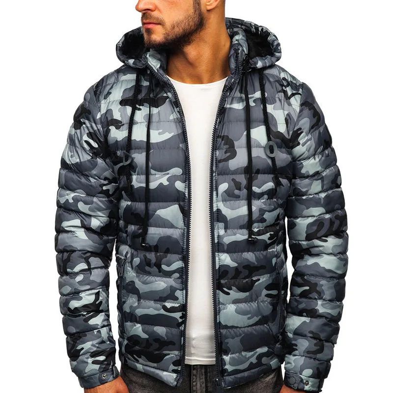 ZOGAA Fall/winter New Style Men's Cotton-padded Jacket Fashion Hooded Warm Camouflage Cotton-padded Jacket Casual Padded Jacket