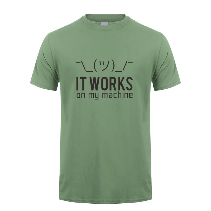 Летние мужские футболки, Забавные футболки с надписью «Geek It works on my machine», мужские хлопковые футболки с коротким рукавом и компьютерным программатором, OZ-148
