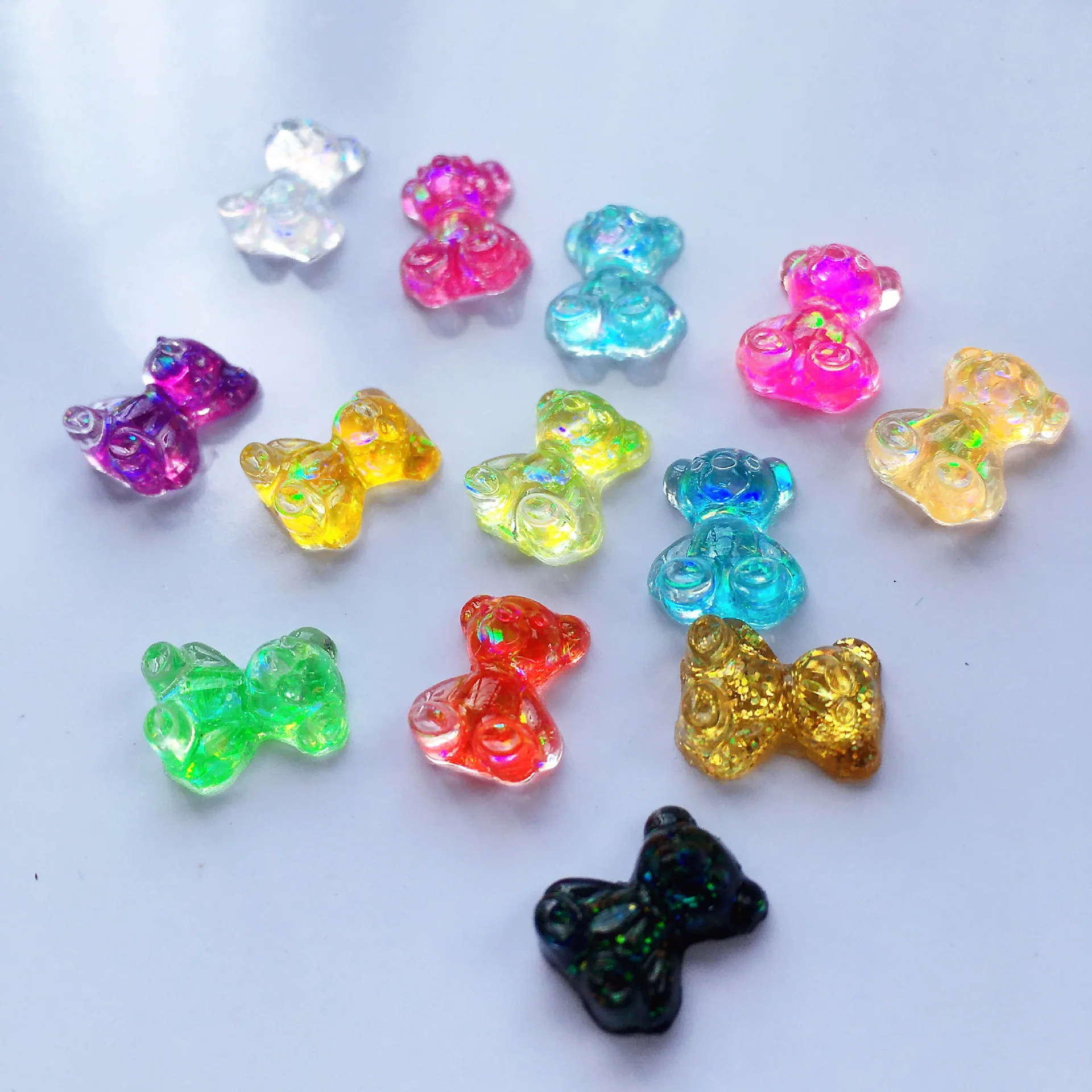 50 шт./лот акриловые 3D Милые Мультяшные мишки для ногтей украшения 12 цветов 8*10 мм