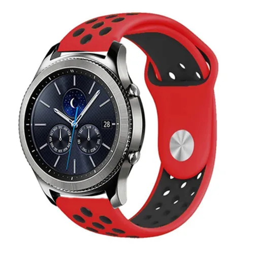 red black Gear S3 Frontier ремешок для спортивных часов для samsung Galaxy watch 46 мм 42 мм ремешок 22 мм 20 мм силиконовый ремешок amazfit bip браслет аксессуары - Цвет ремешка: red black