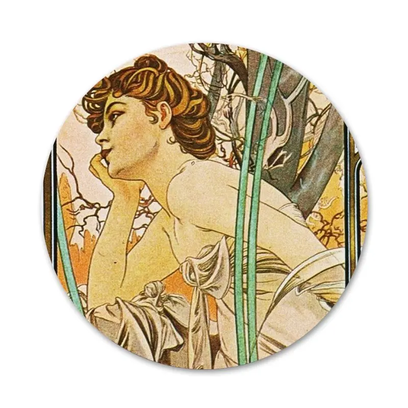 58 мм Арт плакат Альфонса Мухи значок брошь заколка аксессуары для одежды рюкзак