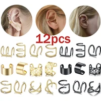 12pcsset gold clip earrings for women without ear vintage simple retro stainless steel u shaped stud charm jewelry ear clips