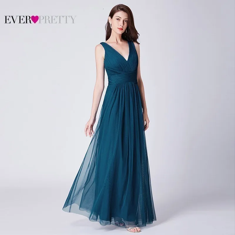 Длинные платья подружки невесты Ever Pretty A-Line с v-образным вырезом без рукавов, официальные свадебные платья для гостей Robe demoiseur D'honneur Rouge