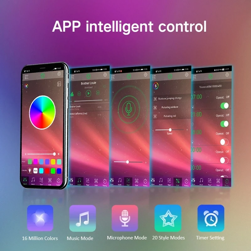 Полноцветная светодиодная лента 5050RGB с Bluetooth гибкая гирлянда умная светильник