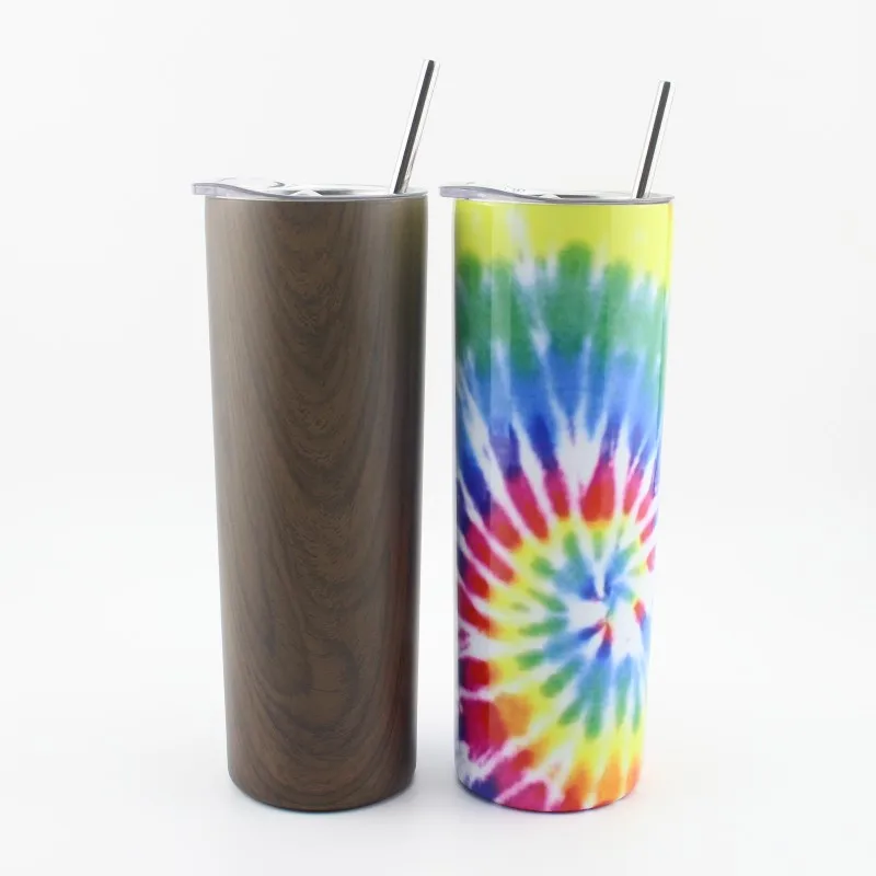 Новый 3D Tie-Dye Радуга 20 унций Тощий стакан чашка с крышкой уплотнения и соломы 304