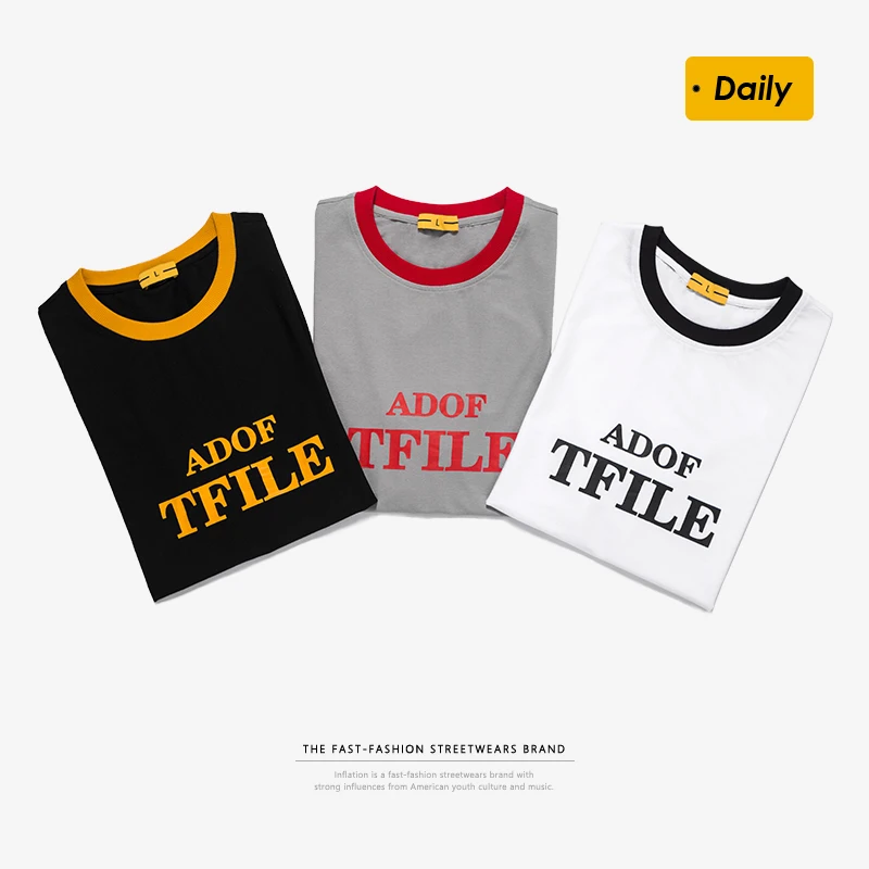 INFLATION Streetwear Mens T shirts Fashion 2020 Trending Funny Short Sleeve Summer Men 100% Cotton | Мужская одежда