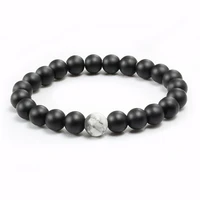 couple distance bracelets black white yin yang beads bangles natural matte stone men women bracelet homme yoga strand jewelry