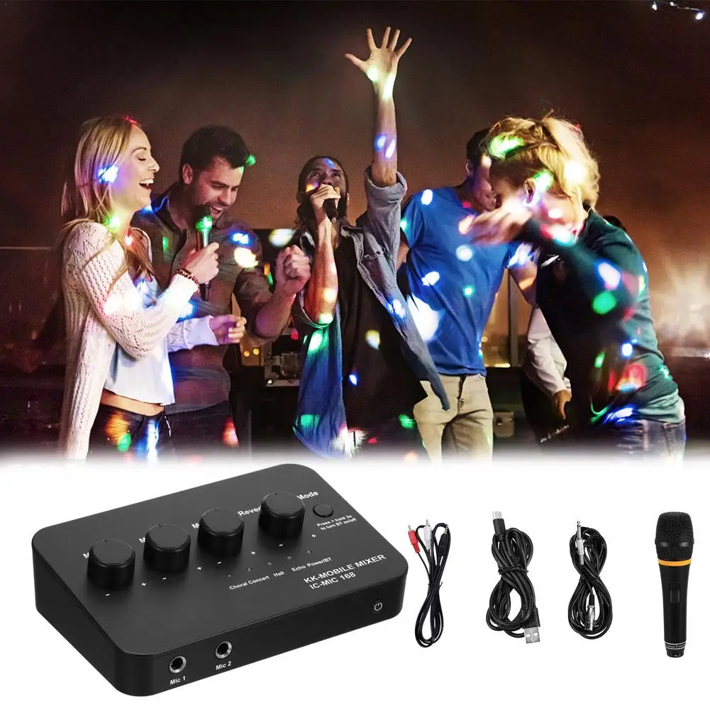 

High-quality Portable Karaoke Microphone Mixer System Set With 1 UHF Wireless Mic For Home Theater Laptops Amplifier Speaker KTV
