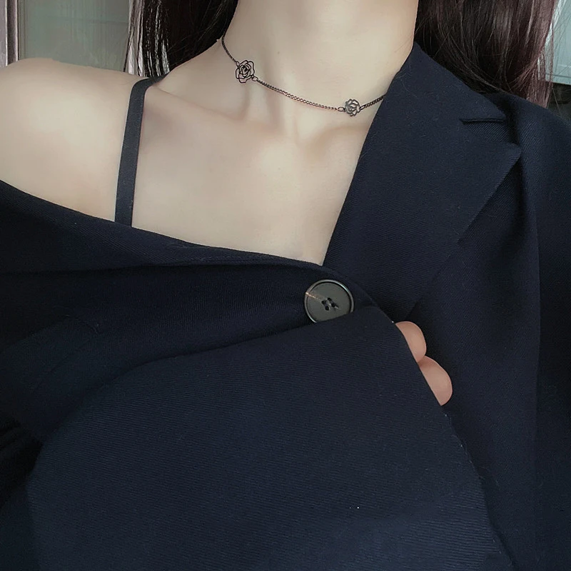 Ожерелье SRCOI с цветком розы милое крутое колье до ключиц вечерние тное