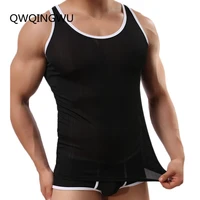 sexy men undershirt solid color underwear clothing close fitting broad shoulders o neck vest comfortable breathable undershirts