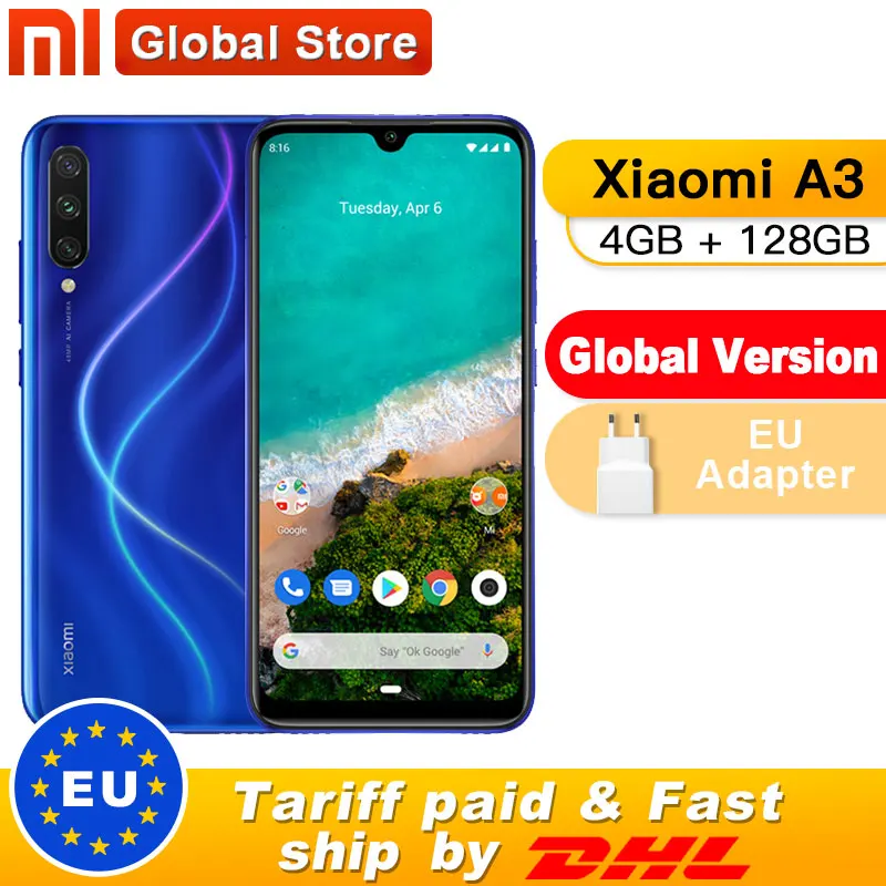 Глобальная версия Xiaomi mi мобильного телефона A3 4 Гб 128 ГБ 48MP + 32MP камера Snapdragon 665