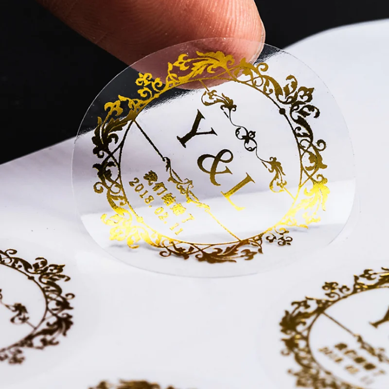 Прозрачный золотистые наклейки логотип Персонализированная деловая Печать