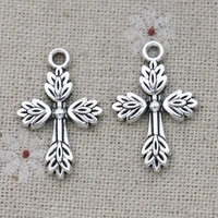 20pcs antique silver plated cross charms pendants for jewelry making bracelet diy accessories 17x26mm