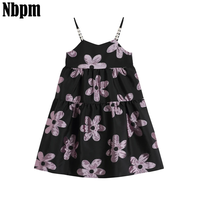 

Vintage Pearl Strap Women Dress Summer Sexy Backless Midi Dresses Female Elegant Bohemian Party Women's Dress Floral Jacquard