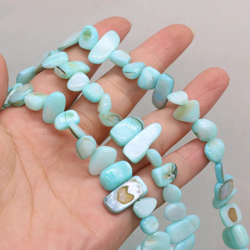 

New Natural Shell Pendant Irregular rectangular Blue Shell Pendant for Making DIY Necklace Accessories Length80cm