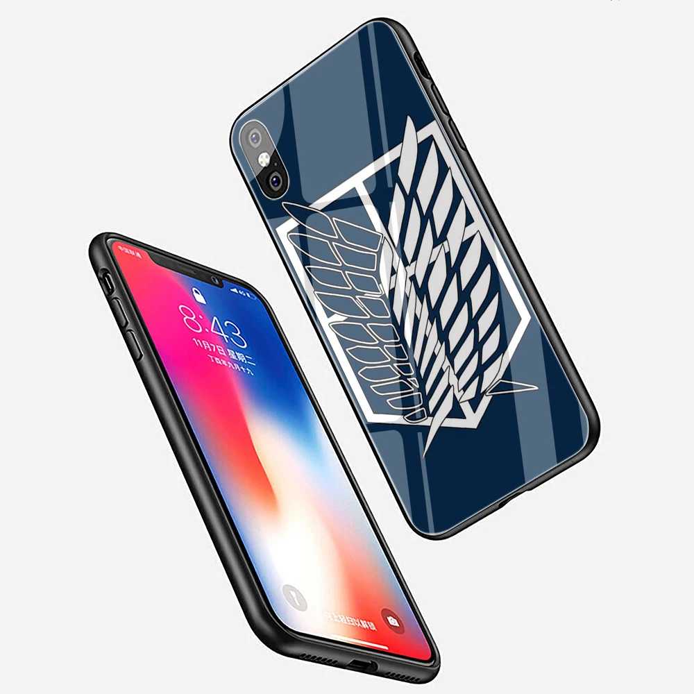 EWAU атака на Титанов аниме чехол из закаленного стекла для телефона для iphone 5 5s SE 6 6s 7 8 plus X XR XS 11 Pro Max