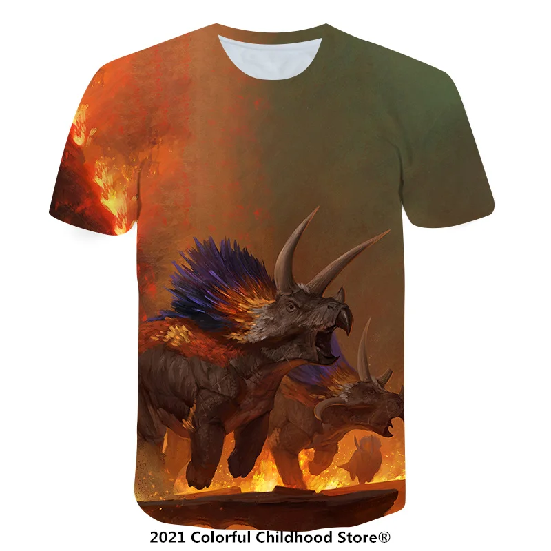 

Black T-shirt Dinosaur Short Sleeve Harajuku Tee Sweatshirt Boys Clothes 3D Printing Comfortable Summer Best Gift for Boys