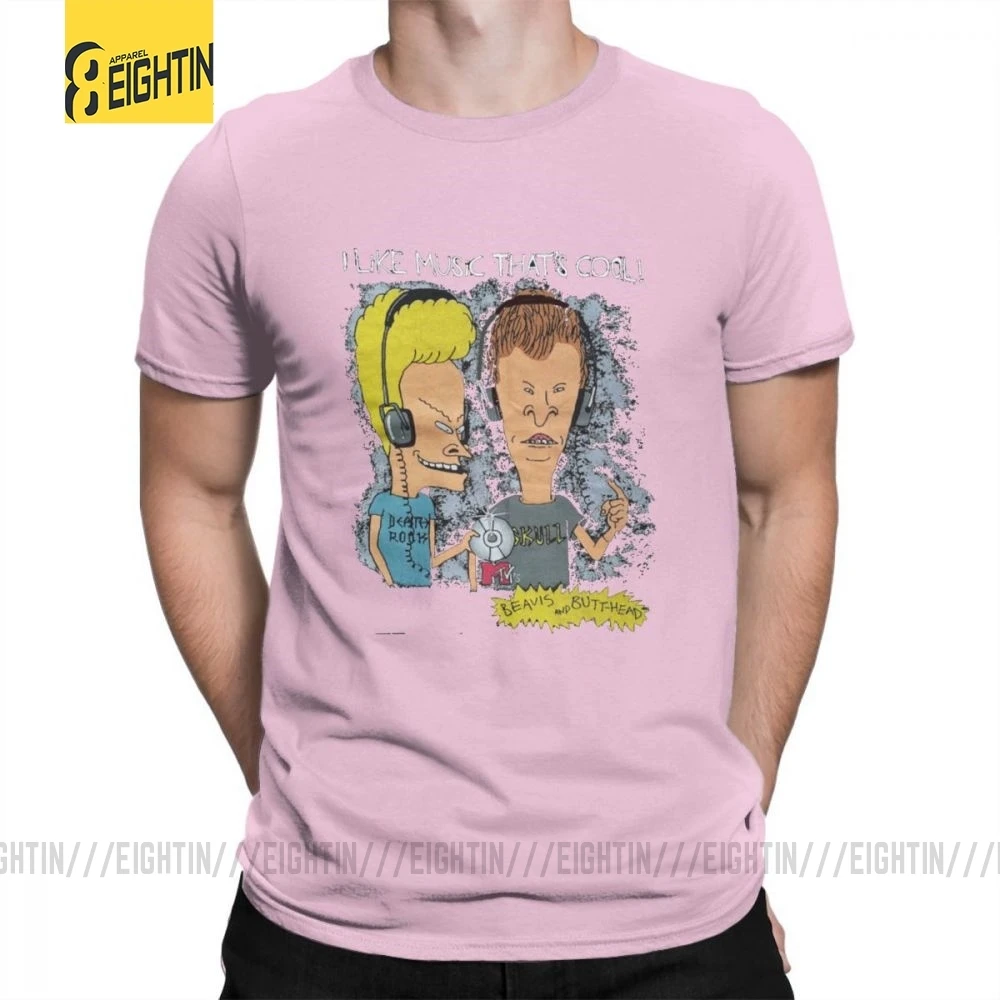Beavis And Butthead футболки из хлопка с коротким рукавом футболки Awesome MensT модные футболки с круглым вырезом Большие размеры забавные - Цвет: Розовый