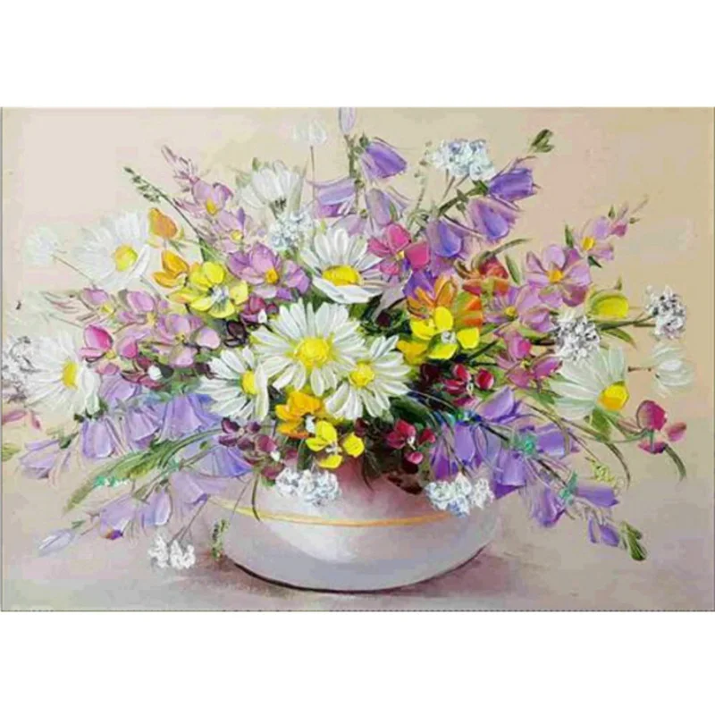 Diamond Painting DIY Semi-Finished 5D Flower Theme Colorful Flowers Cat Decoration Landscaping Home Bedroom Office Living room | Дом и сад